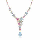 Symphony Aquamarine Pink Sapphire Statement Necklace