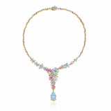 Symphony Aquamarine Pink Sapphire Statement Necklace