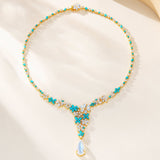 Symphony Turquoise Moonstone Diamond Statement Necklace