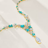 Symphony Turquoise Moonstone Diamond Statement Necklace