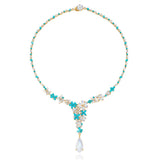 Symphony Turquoise Moonstone Diamond Statement Necklace