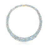 Secret Ocean Natural Aquamarine, Topaz & Diamond Collar Necklace 14K yellow gold