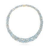 Secret Ocean Natural Aquamarine, Topaz & Diamond Collar Necklace 14K yellow gold