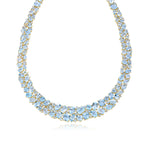 Secret Ocean Aquamarine, Topaz & Diamond Collar Necklace 14K yellow gold