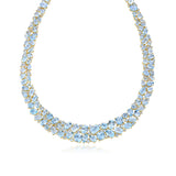 Secret Ocean Aquamarine, Topaz & Diamond Collar Necklace 14K yellow gold