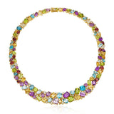 natural Aquamarine, Topaz, Amethyst, Peridot, Citrine, Garnet collar necklace