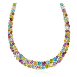 Aquamarine, Topaz, Amethyst, Peridot, Citrine, Garnet 95 ct gemstones necklace