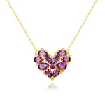 Fantasy Natural 6.5ctw Rhodolite Heart Pendant Necklace in 14k gold