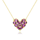Fantasy Natural 6.5ctw Rhodolite Heart Pendant Necklace in 14k gold