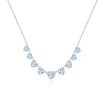Harmony 4.8ctw Aquamarine Graduated Heart Station Necklace 14k white gold