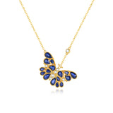 Sapphire Diamond Butterfly Pendant Necklace