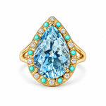 14k yellow gold Nina Zhou x Kai Tidal Laguna 5.86 ctw AIGS Certified Natural Aquamarine, Turquoise & Diamond Ring (One-of-a-Kind)
