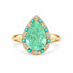 14k yellow gold Nina Zhou x Kai Tidal Laguna 2.41 ctw AIGS Certified Natural Paraiba Tourmaline, Turquoise & Diamond Ring (One-of-a-Kind)