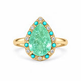 14k yellow gold Nina Zhou x Kai Tidal Laguna 2.41 ctw AIGS Certified Natural Paraiba Tourmaline, Turquoise & Diamond Ring (One-of-a-Kind)