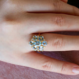 Celestial Aquamarine Diamond Cluster Ring