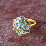 Celestial Aquamarine Diamond Cluster Ring