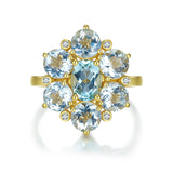 Celestial Aquamarine Diamond Cluster Ring