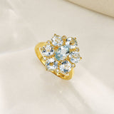 Celestial Aquamarine Diamond Cluster Ring