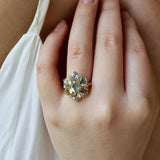 Celestial Aquamarine Diamond Cluster Ring