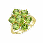 Nina Zhou Celestial Natural 3.86ctw Peridot Diamond Cocktail Ring in 14k gold