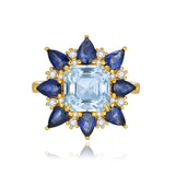 Margeret Aquamarine Sapphire Diamond Cocktail Ring