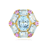 Margeret Aquamarine Pink Sapphire Cocktail Ring