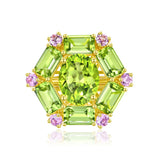Nina Zhou Natural Margaret 7.20ctw Peridot & Pink Sapphire Cocktail Ring in 14k gold 