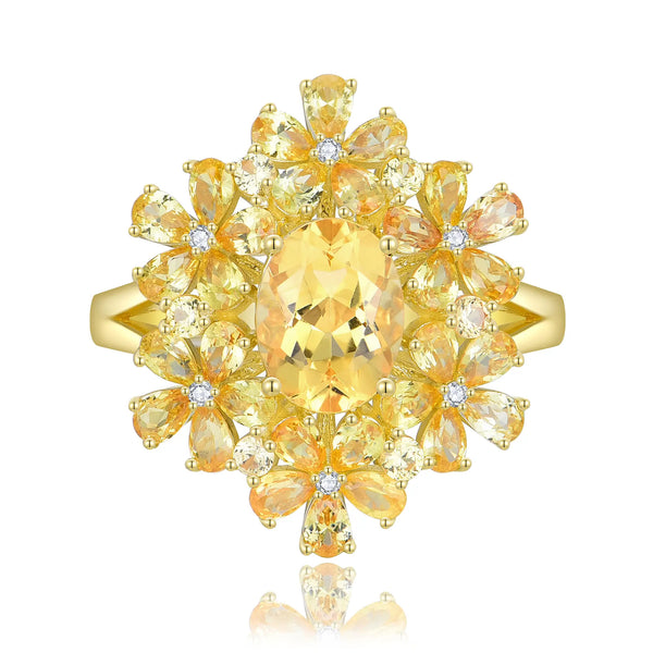 Yellow Sapphire Citrine Diamond Blossom Cocktail Ring – Nina Zhou