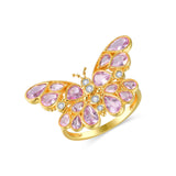 Butterfly Pink Sapphire Diamond Cocktail Ring