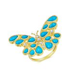 Butterfly Turquoise Diamond Cocktail Ring