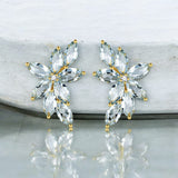 Aquamarine Diamond Cluster Earrings