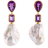 Sophia Amethyst and Pearl Drop Earrings