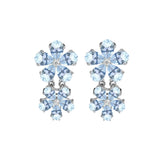 Aquamarine Diamond Double Blossom Drop Earrings