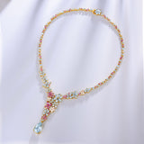 Symphony Aquamarine Pink Sapphire Statement Necklace