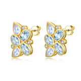 Elizabeth Aquamarine Moonstone Diamond Cluster Earrings