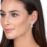 Moonstone Diamond Double Blossom Drop Earrings