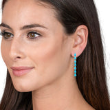 Pear Turquoise Diamond Line Drop Earrings