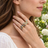 Sapphire Aquamarine Diamond Two Butterfly Between the Finger Cocktail Ring
