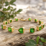 nina zhou jewelry 14k solid yellow gold The Garland 16.25 ctw Natural Tsavorite Link Bracelet (One-of-a-Kind)