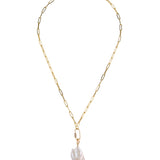 Baroque Pearl Diamond Link Convertible Paperclip Chain Necklace