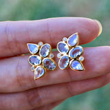 Elizabeth Aquamarine Moonstone Diamond Cluster Earrings