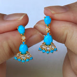 Turquoise Moonstone diamond Earrings
