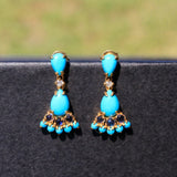 Turquoise Moonstone diamond Earrings