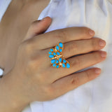 Butterfly Turquoise Diamond Cocktail Ring