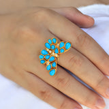 Butterfly Turquoise Diamond Cocktail Ring