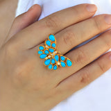 Butterfly Turquoise Diamond Cocktail Ring