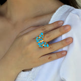 Butterfly Turquoise Diamond Cocktail Ring
