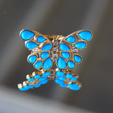 Butterfly Turquoise Diamond Cocktail Ring