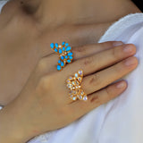 Butterfly Turquoise Diamond Cocktail Ring