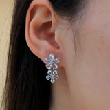 Aquamarine Diamond Double Blossom Pearl Convertible Drop Earrings